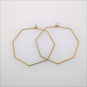 Brass Octagon Earrings, Geometric Earrings